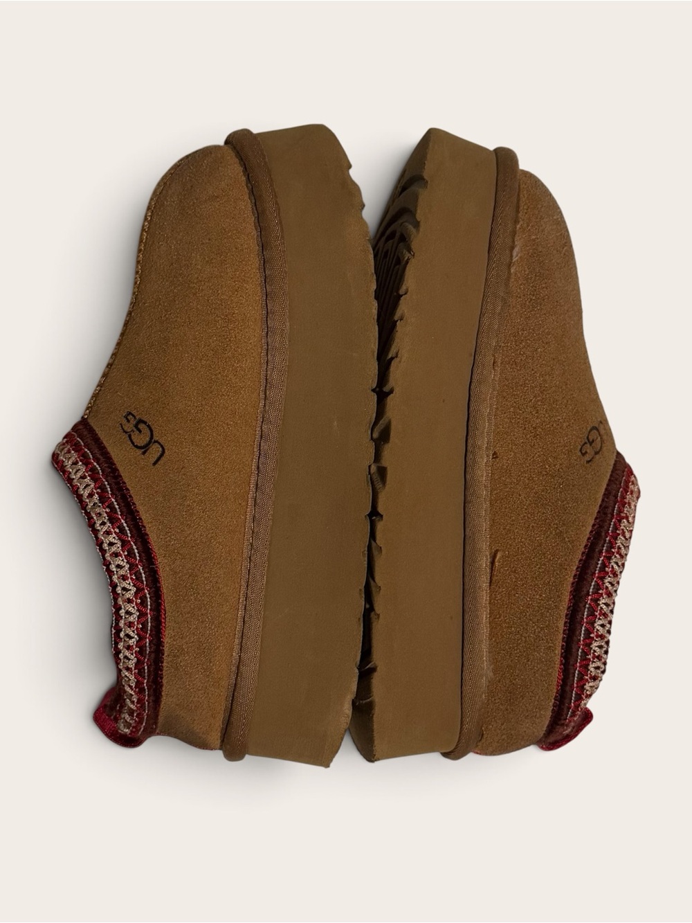 UGG Kids Chestnut Suede Slip-On Clog with Red Accent Collar - Picture 7 of 9